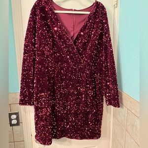 Red velvet sequin dress